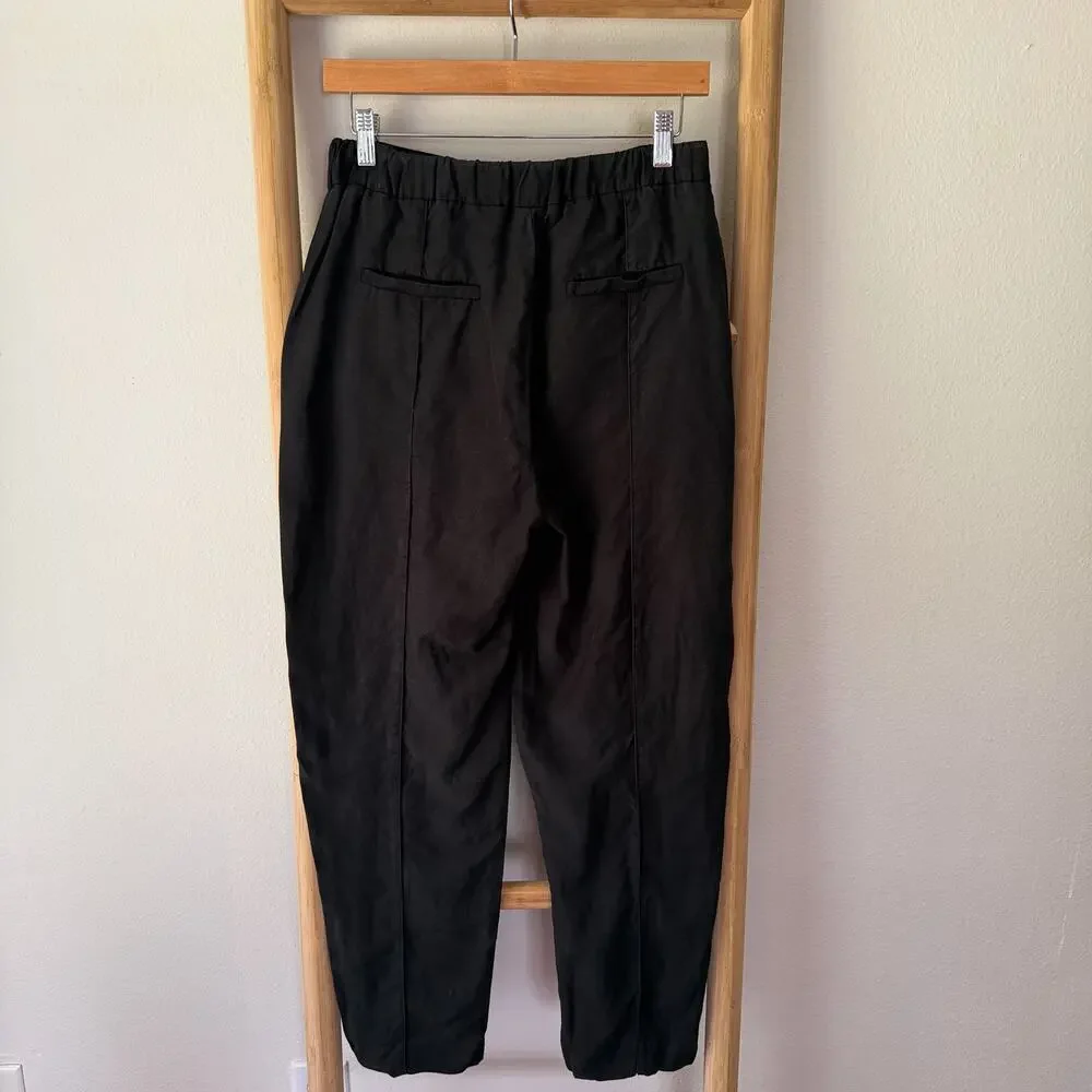 Kobi Halperin Black Tencel Linen Pull On Tapered Pants Women’s Small